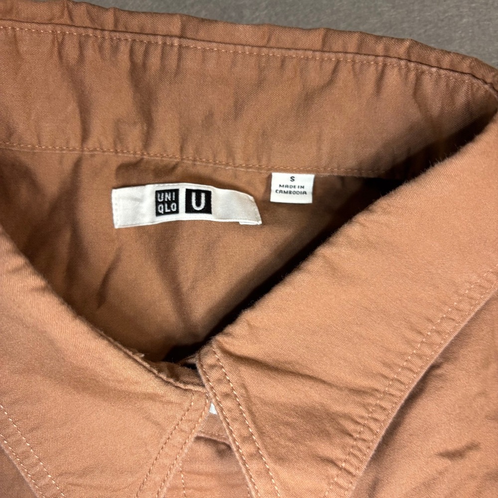 Uniqlo Men's Brown 100% Cotton Button-Up Shirt S Dual Chest Pockets - Picture 5 of 16